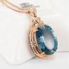 Jinjiahua Blue Topaz & South African Diamond Pendant Necklace