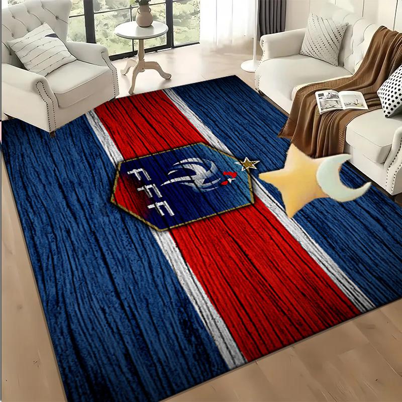 1PC France Football Emblem Floor Mat for Living Room, Game Rooms, Office, Bedroom, Office Floor Mat Playful Design, Christmas Fan Gifts