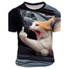 2025 Summer Men's Anger Come Over Cat 3d Printed Short Sleeved Round Neck T-Shirt Bar Party Casual Quick Drying Neutral Clothing