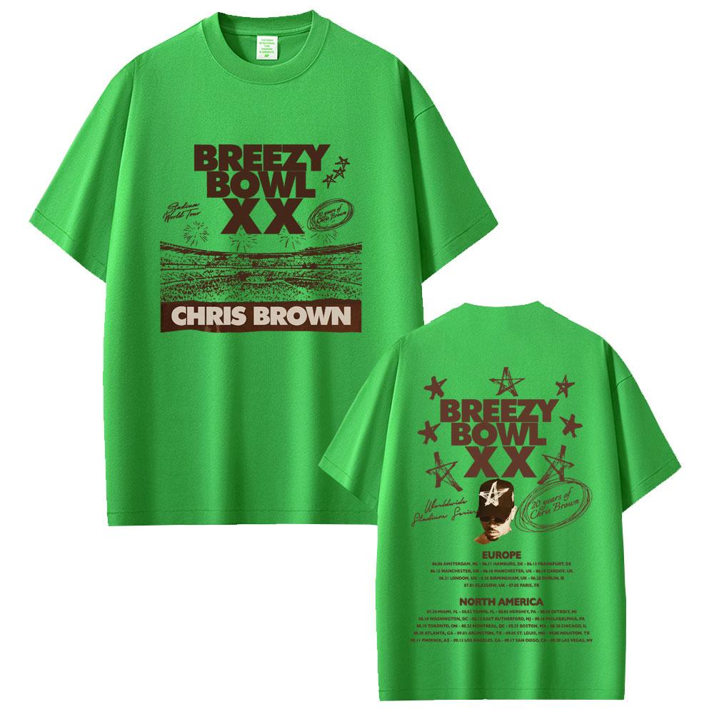 

Rapper Chris Brown Breezy Bowl XX 2025 Tour T-shirt Men Women Casual Cotton Vintage T Shirts Summer Hip Hop Oversized T-shirts 4XL