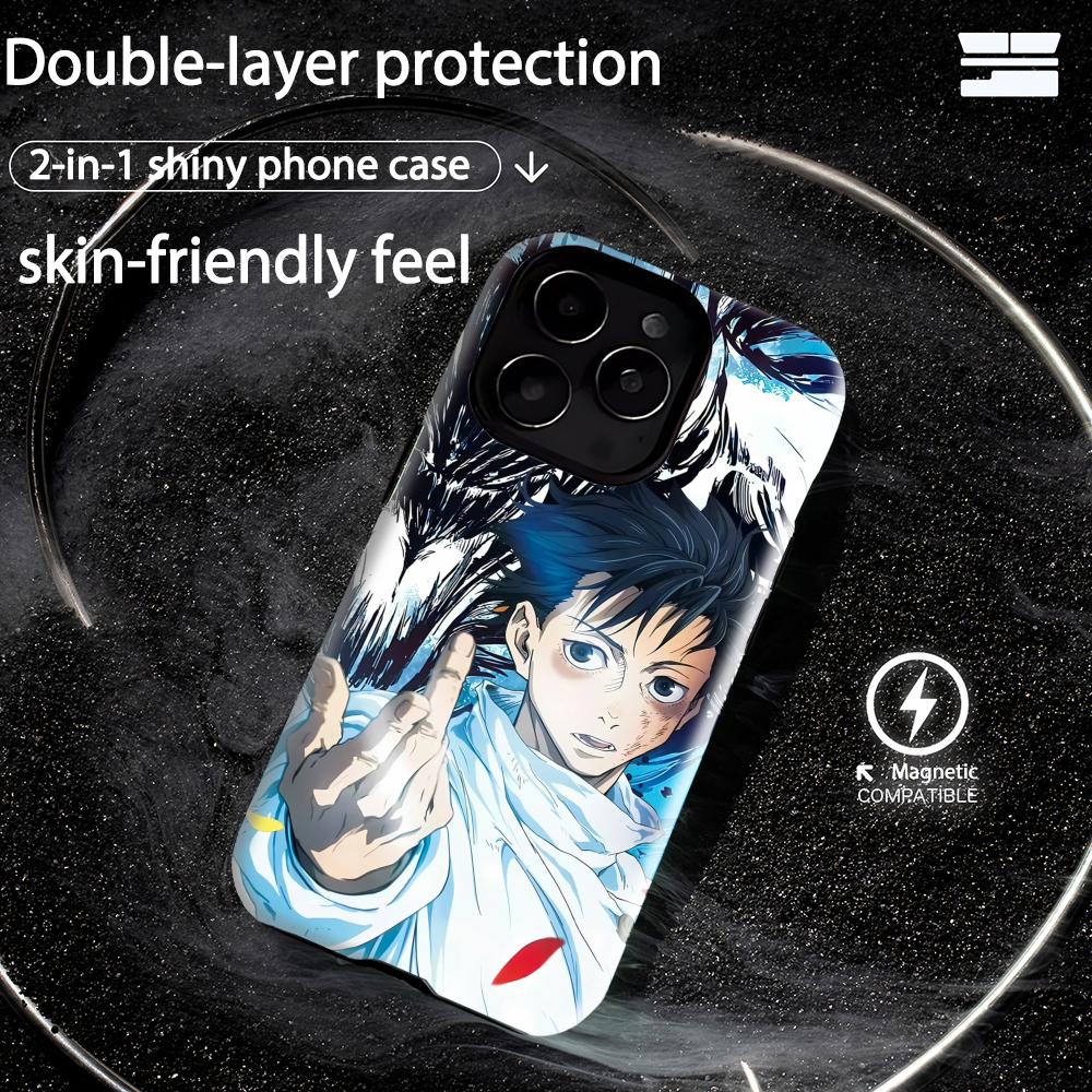 Custodia per Telefono Anime Yuta Okkotsu Jujutsu Kaisen Magnetica 2 in 1 Guscio Lucido Per iPhone 17 16 e 15 14 13 12 11 Pro Max Plus mini XS
