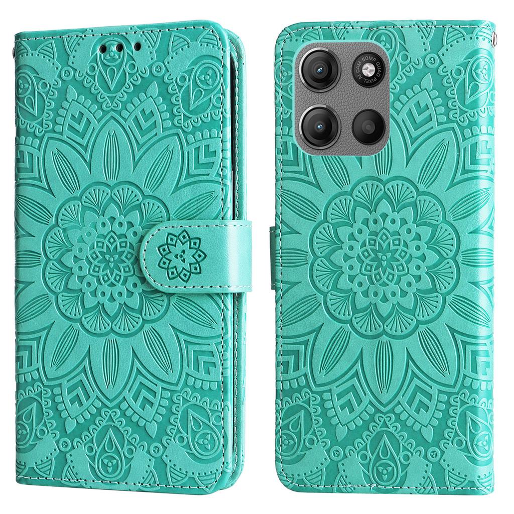 Wallet Case for Motorola Moto G15 4G/G15 Power 4G Leather Phone Cover Sunflower Imprint