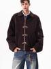 Men's Vintage Distressed Faux Suede Jacket with Airplane Buckle - Retro Autumn Style