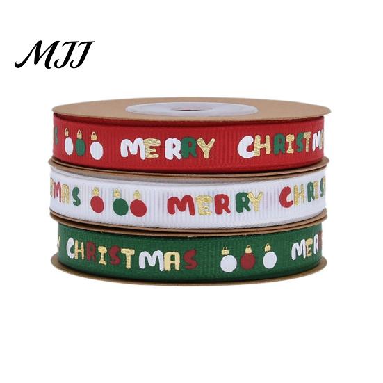 Metallic Christmas Tree Pattern Ribbon Gold Foil Ribbon, Merry Decorative Fabric Flexible for Holiday Crafts Gift Packing, Xmas Party Decorations