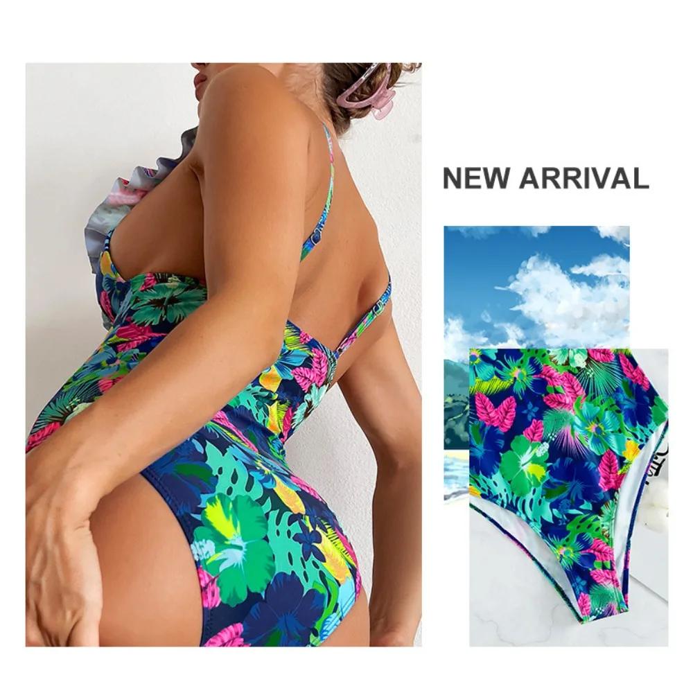 2024 Sexy Imprimat Floral Volane Push Up Costum de baie Trikini Femei Costum de baie pentru Femei Costum de baie Marime Plus