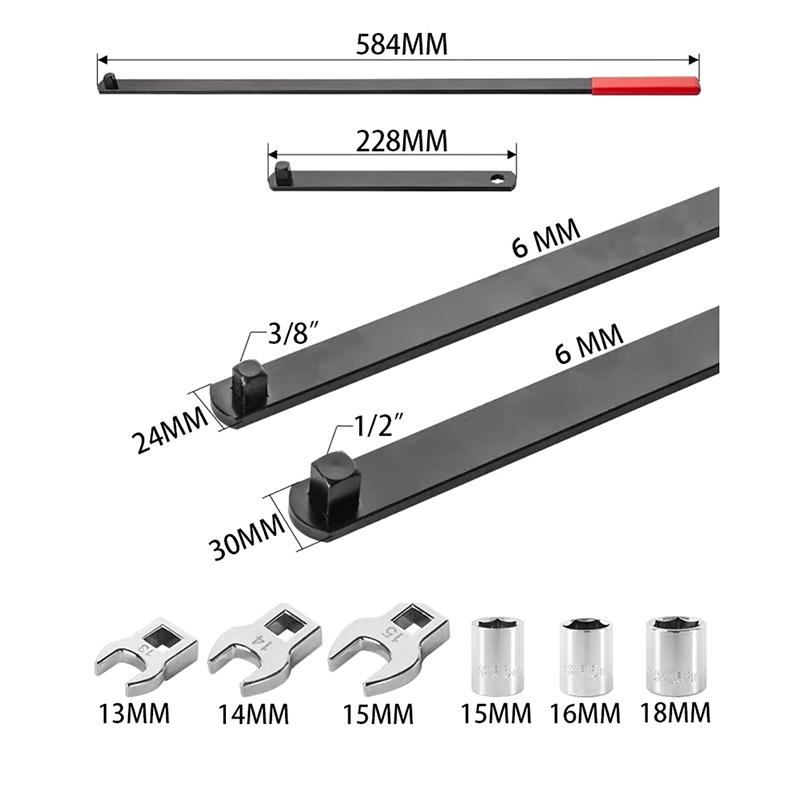 Adjustable Car Wheel Belt Tension Wrench With Extension Rod – Automotive Repair Tool For Throttle And Belt Adjustment