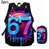 1/2/3/4/5PCS Numbered 6&7 Pattern Backpack Set | The Perfect Choice for School & Travel