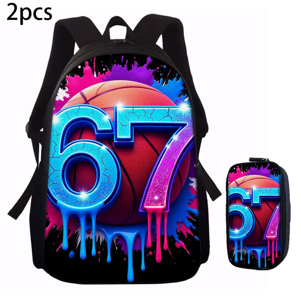 1/2/3/4/5PCS Numbered 6&7 Pattern Backpack Set | The Perfect Choice for School & Travel