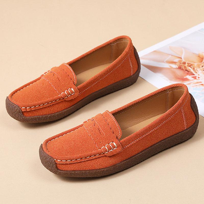 New Suede Leather Shoes Woman Slip On Women Flats Moccasins Women's Loafers Spring Autumn Mother Shoes