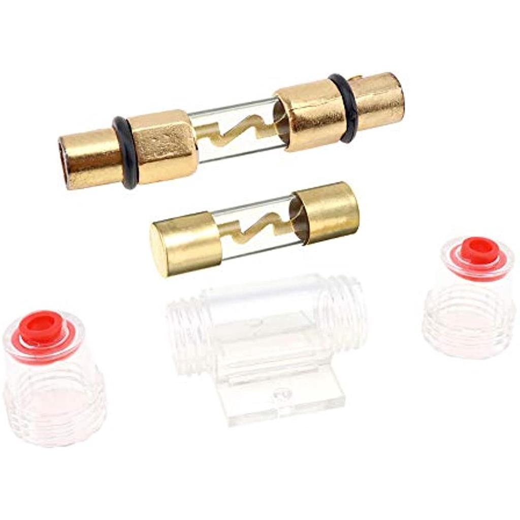 Lot De 3 Porte-fusibles AGU 60A Avec Fusibles En Verre Plaqué Or - Protection Audio Voiture 12V-48V