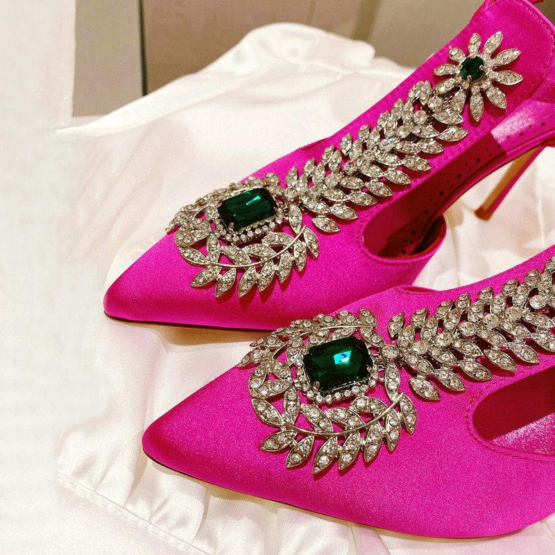 Mode 2025 Sommer Neu Spitz Stiletto High Heels Weibliches Temperament Sexy Diamant Schöne Hochzeitsschuhe Nach Leerkopf Sandalen