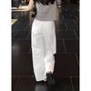 White Casual Pants for Women, 2026 Summer New Style, Simple and Fashionable, Trendy, Versatile, American-Style, Unique Straight-Leg Wide-Leg Pants