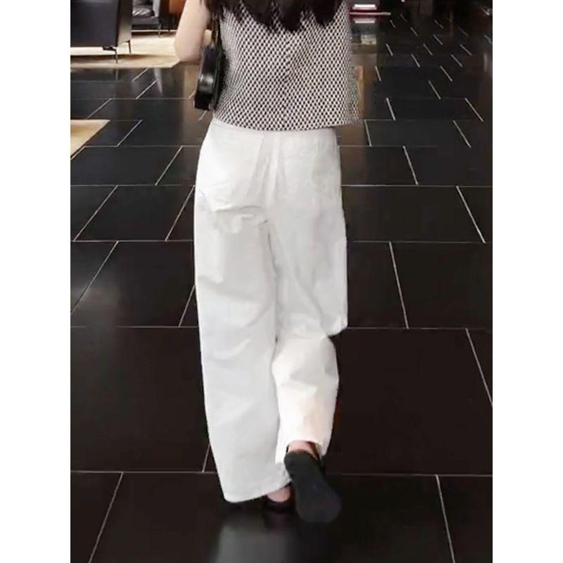 White Casual Pants for Women, 2026 Summer New Style, Simple and Fashionable, Trendy, Versatile, American-Style, Unique Straight-Leg Wide-Leg Pants