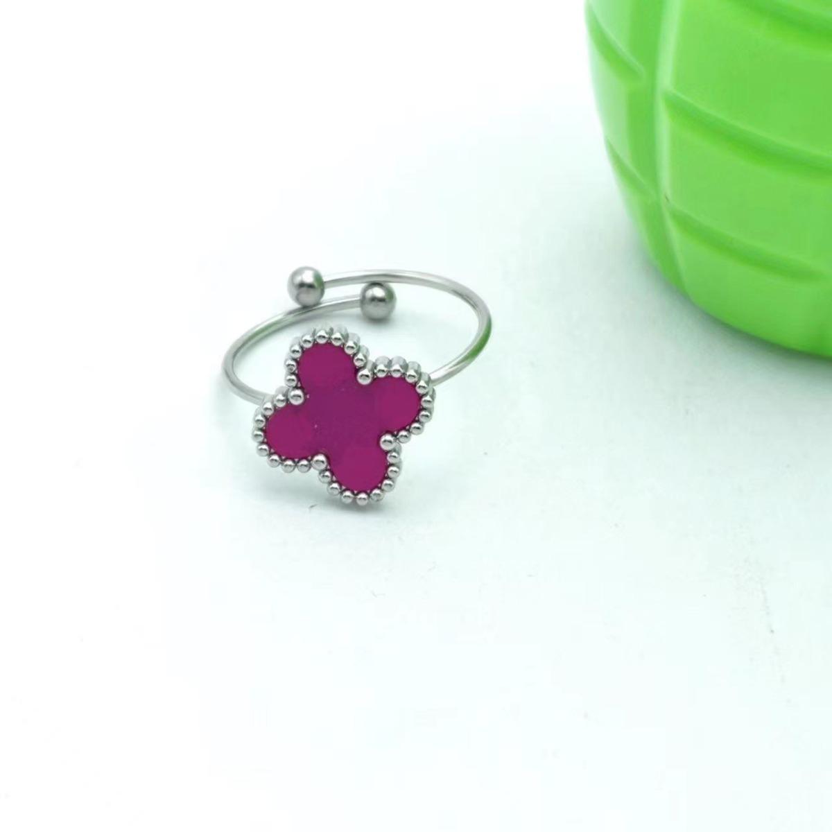 

Кольцо с четырьмя листами клевера на удачу, мужские и женские модели, открытое и регулируемое, модное, стоматитовое кольцо, первоклассное украшение для рук