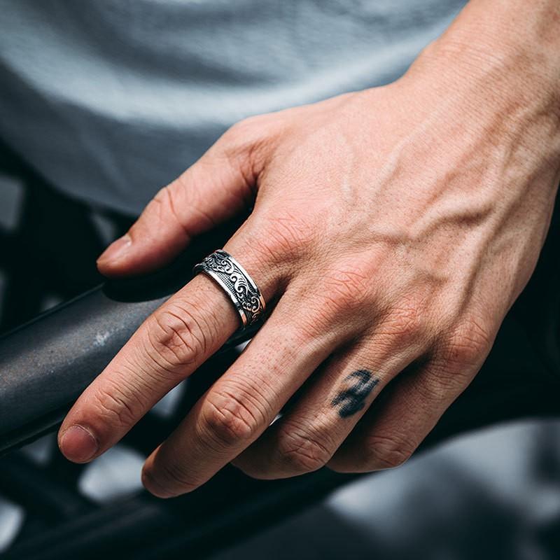 Adjustable Open Ring Men Women Vintage Wave Design Geometric Plated Copper Statement