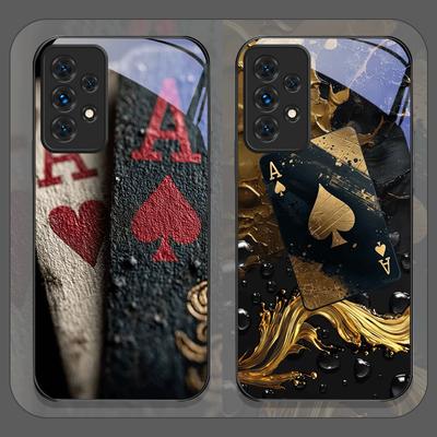 Kreatywne etui ze szkła hartowanego z wzorem Asa Pik do telefonu Samsung Galaxy A56 A72 A55 A54 A53 A52 A36 A15 A14 A13 5G