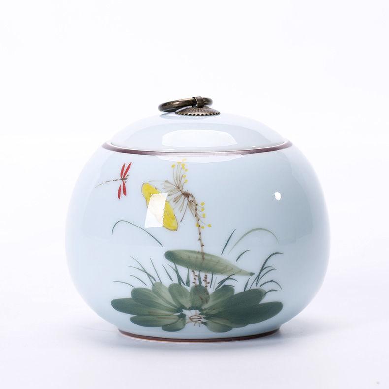 Classical Style Hand-painted Ceramic Tea Cans Non-woven Sealed Tea Storage Tank Household Large Fresh-keeping Moisture-proof Can