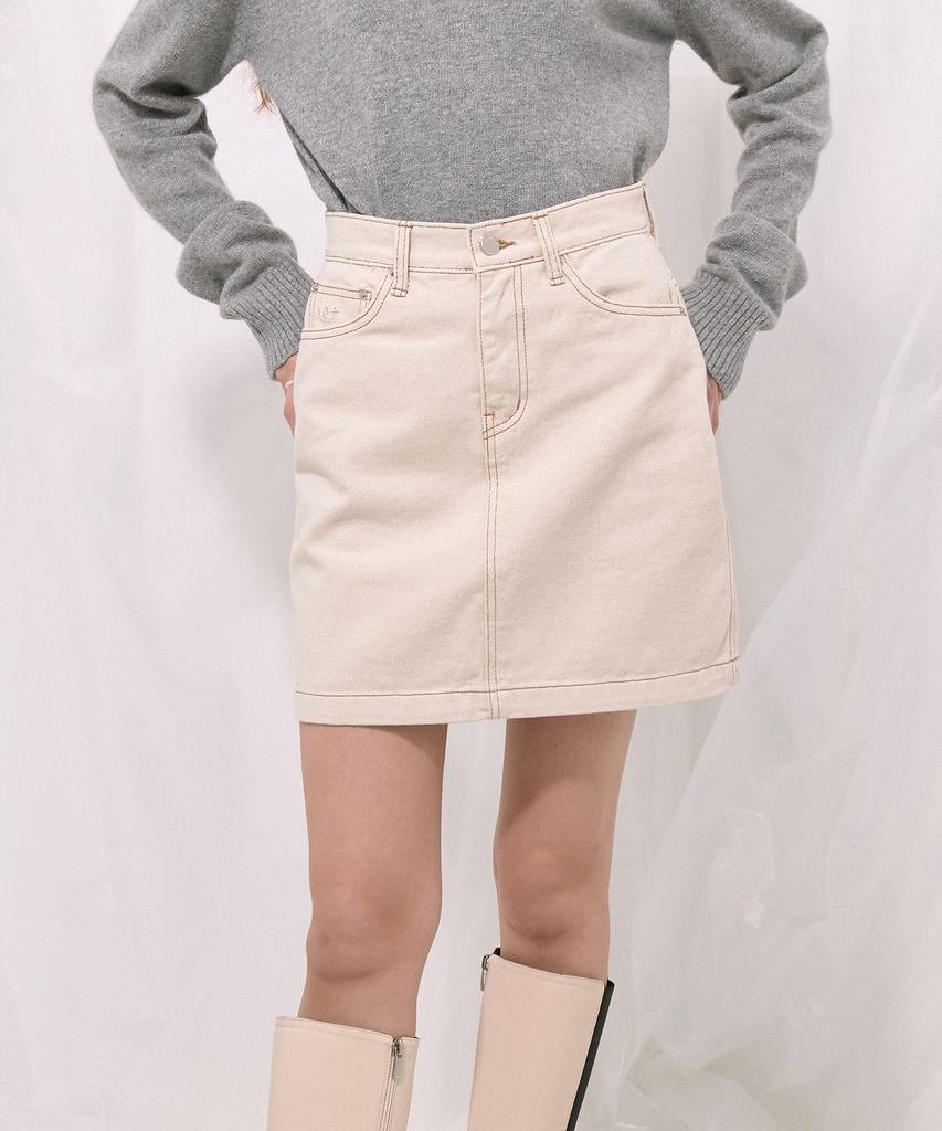 Solteuaenchokollis Sac Logo Natural Basic Denim Skirt 4W223Z101