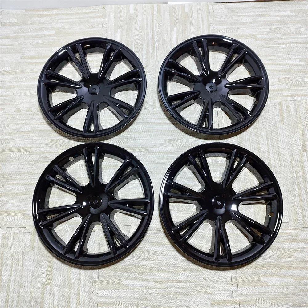 4PCS 19 Inch Wheel Caps Hub Cap Performance Automobile Replacemen Full Rim Cover Accessories For Tesla Model Y 2020-2024 Black