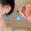 Glass beads flower fringed earrings summer dopamine sweet stud earrings temperament atmosphere earrings women