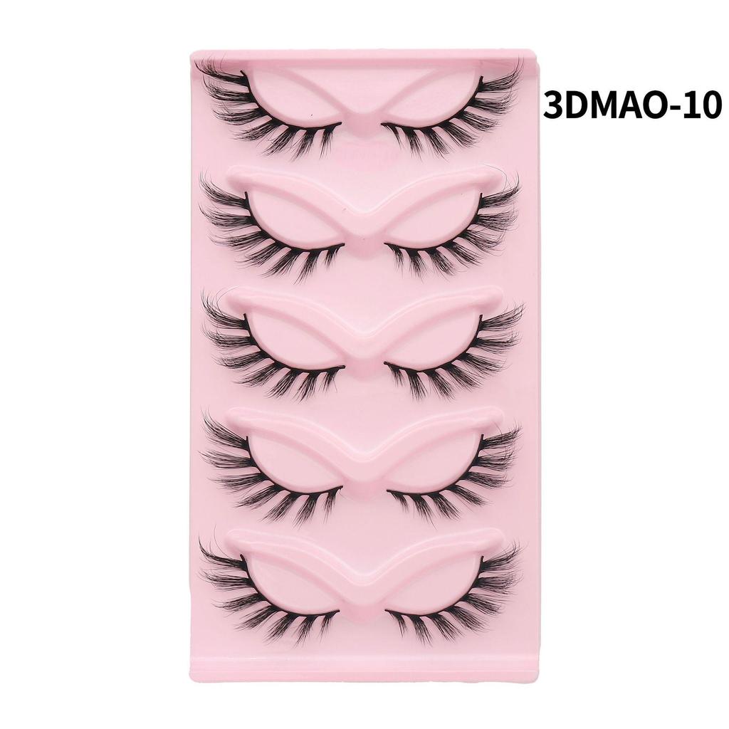 3D Cat Eye False Eyelashes - Dense Tail Lengthening Style, Pack of 5 Pairs