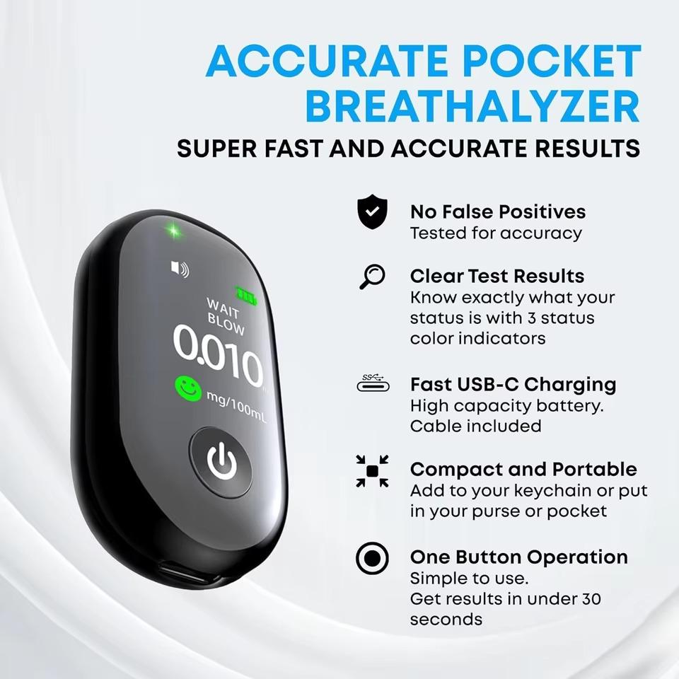 New 2025 Mini Digital Breath Alcohol Tester Portable DUI Professional Breathalyzer LCD Display No-Contact Electronic Alcohol Tester Traffic police