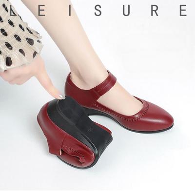 Petites chaussures en cuir véritable à semelle souple de haute qualité, chaussures compensées antidérapantes pour personnes d'âge moyen et âgées