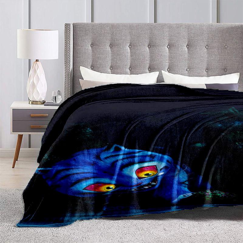 1pc Blue Tiger with Red EyesCartoon Blanket,Portable Throw for Travel , All-Season Cozy Blanket,Ideal Gift for Christmas, BirthdaysPB038