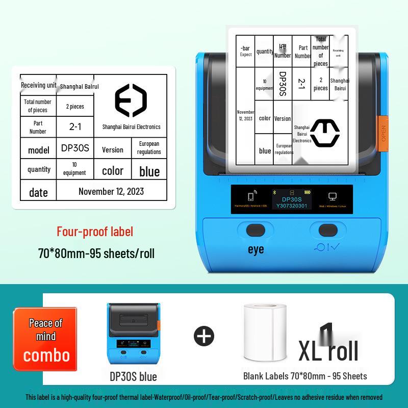 Detong DP30S Portable Bluetooth Thermal Label Printer - Semi-Gloss Silver