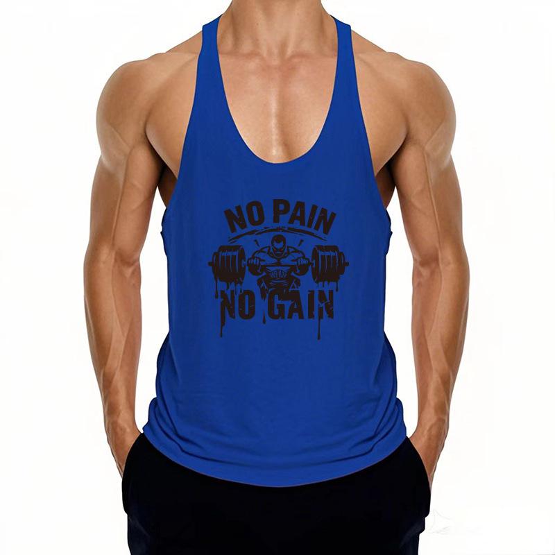 Men's Summer Y-Back Tank Top: Sporty, Thin Strap, Sleeveless Bodybuilding Shirt with Custom Logo, Loose Fit