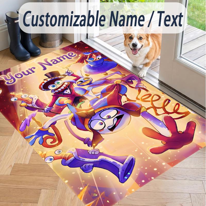 Custom Text The Amazing Digital Circus Pattern Floor Rug Soft Indoor Carpet Mat Living Room Bedroom