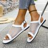 Large size flat bottom back strap sandals women's summer 2025 new breathable fish mouth mesh sandals women