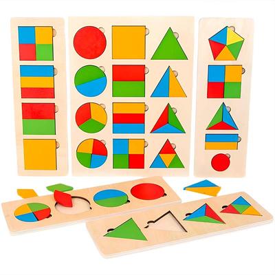 Oktató Montessori Korai Fejlesztő Gyerekeknek Geometriai Formák Fa Kirakó Felvilágosodás és Megismerés Fa Játékok TMZ