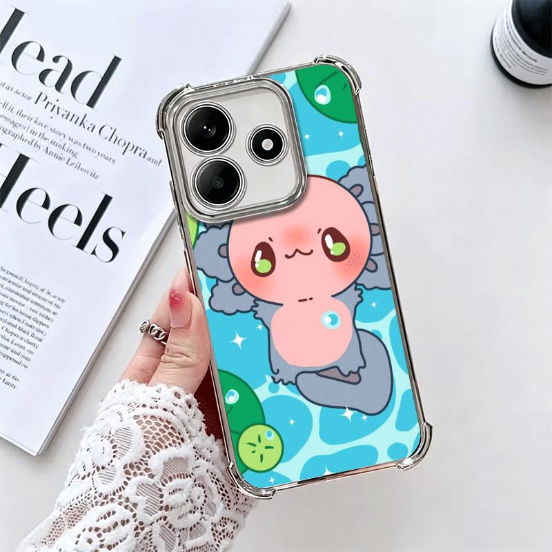 

Axolotl Cartoon Cute Plating Phone Case For Xiaomi Redmi Note 14 15 Pro Plus 13 12 11 11S 11T 10 9S 9 5G Anti-Fall Airabag Cover Redmi Note 14 Pro 4G