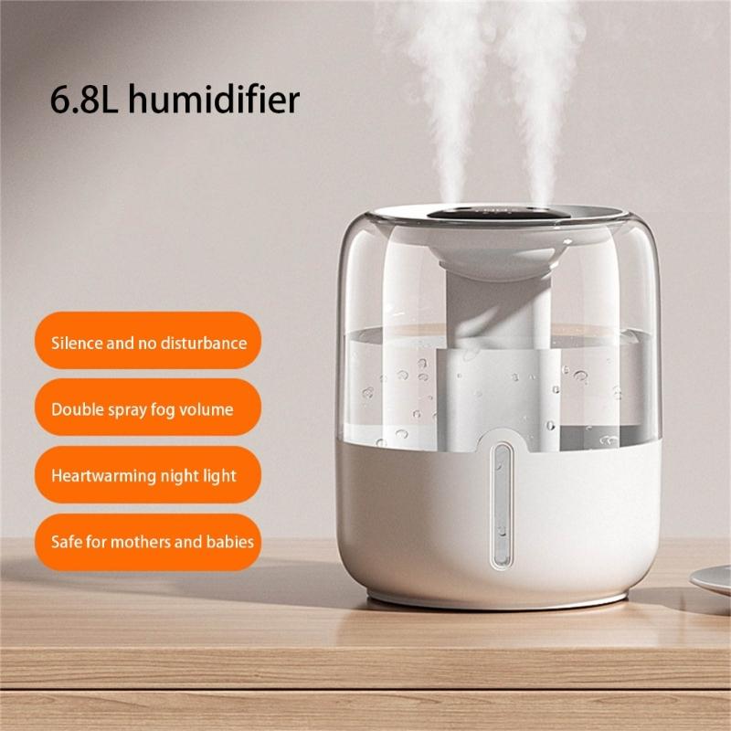 USB Doppel-Sprüh 6,8L Luftbefeuchter mit Nachtlicht Schlafzimmer ätherisches Öl Diffusor Hochkapazitäts Kaltnebelgenerator
