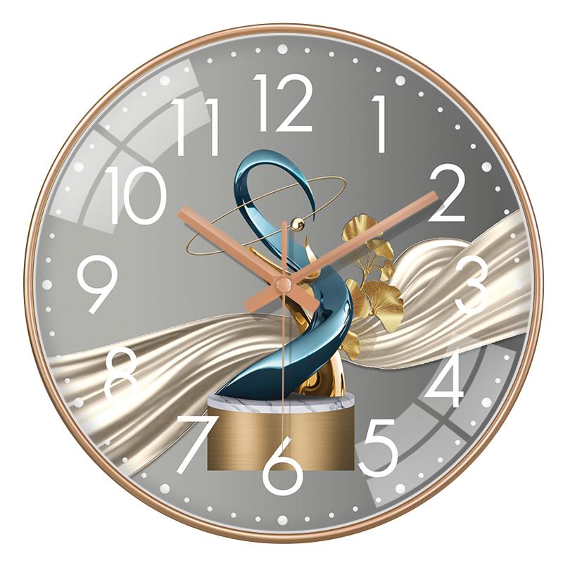 Light Luxury Art Wall Clock Circular Quartz Clock For Bedroom Living Room Study Fashionable Simple Modern Decoration