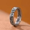 New Silver Color Retro Old Tang Grass Pattern Rings for Women Classic French Boys' Index Finger Ring Gift Gothic Jewelry