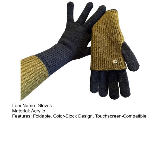 Mănuși Tricotate Pliabile Lungimi Duble Mănuși Calde pentru Ecran Tactil Mănuși Color-Block Elastice la Încheietură Mănuși Lungi pentru Femei Bărbați Texting Cumpărături Zilnice