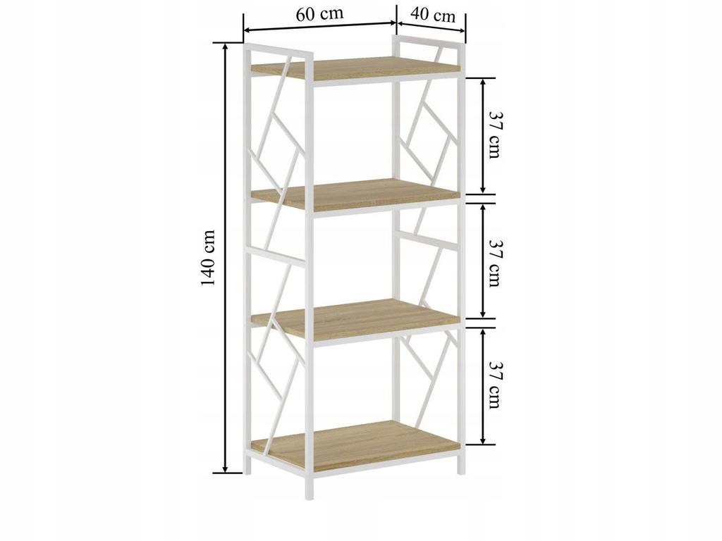 R2-FX Bookcase (4P) Natural Oak M33 (white Frame)