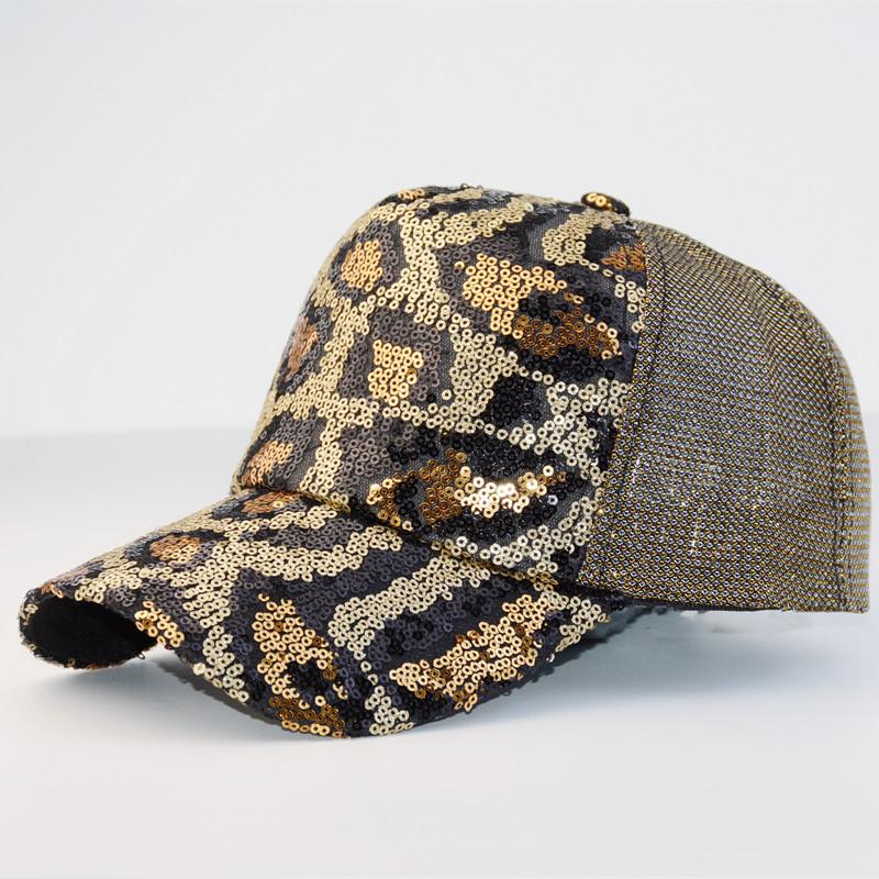 

Мужская универсальная бейсболка с леопардовым принтом и пайетками, повседневная кепка-утконос, женская весенне-летняя солнцезащитная сетчатая кепка