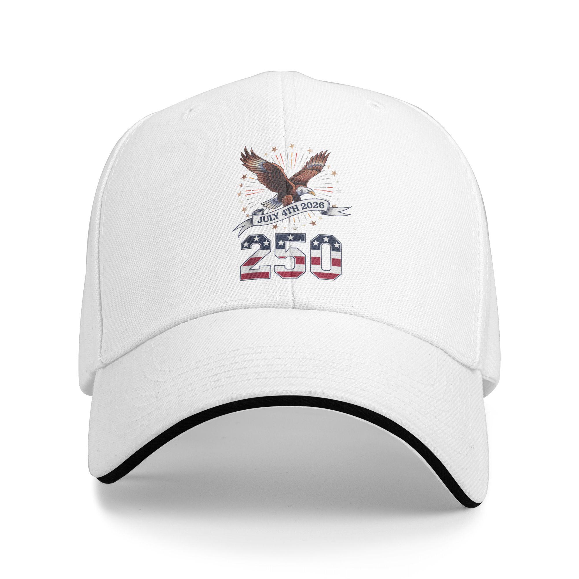 

250th Anniversary Patriotic July 4th USA 1776 2026 Sun Baseball Cap Summer Male Print Trucker Hat Classic Fishing Baseball Caps As Picture белый