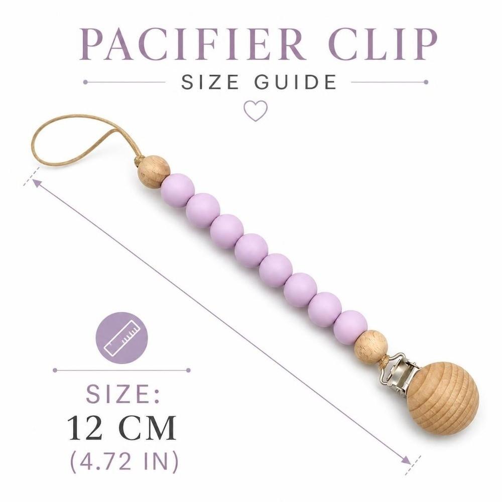 Lightweight Pacifier Clip Silicone Wood Soother Holder Baby Teething Chain StrollerMinimalist