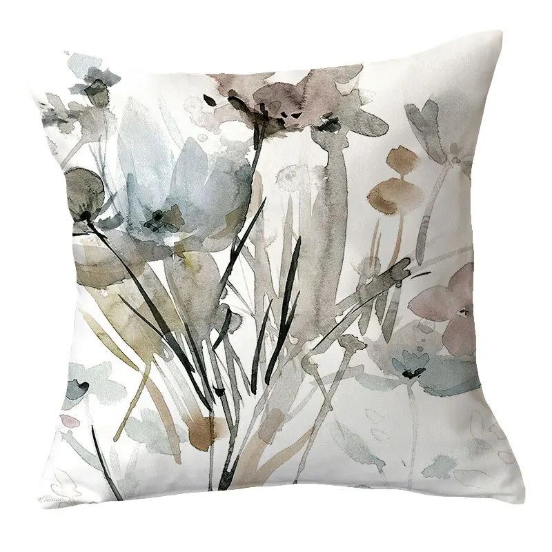 Home Decor Watercolor Floral Patterned Cushion Covers Pattern Cushion Cover Suitable For Sofa Bedroom Car Pillow Cover