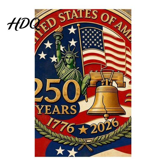 250th Anniversary Flag America Garden 250 Years of Freedom Patriotic Banner Outdoor Decoration 4th July Yard Sign for Independence Day Memorial