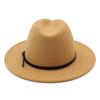 (Joy choose)Unisex Fashion Wide Wool Belt Flat Top Fedora Hat Party Church Hats Cap