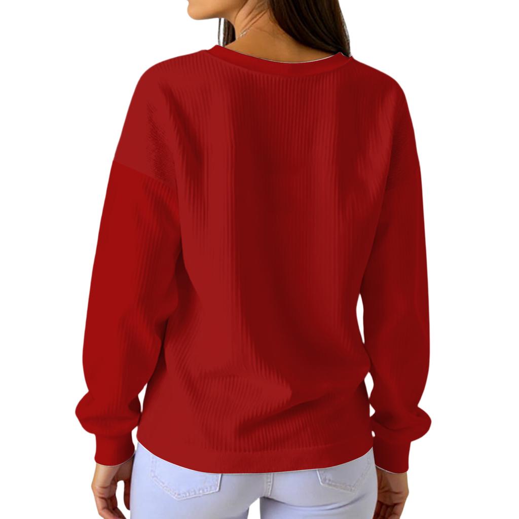 Women's Loose Comfortable Casual And Fashionable Round Neck Christmas Pattern Long Sleeved Sweatshirt