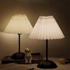Nordic Bedroom Bedside Desk Lamp Home Fabric Lampshade Dining Bar Table Lamps USB Pleated Atmosphere Light Indoor Decoration