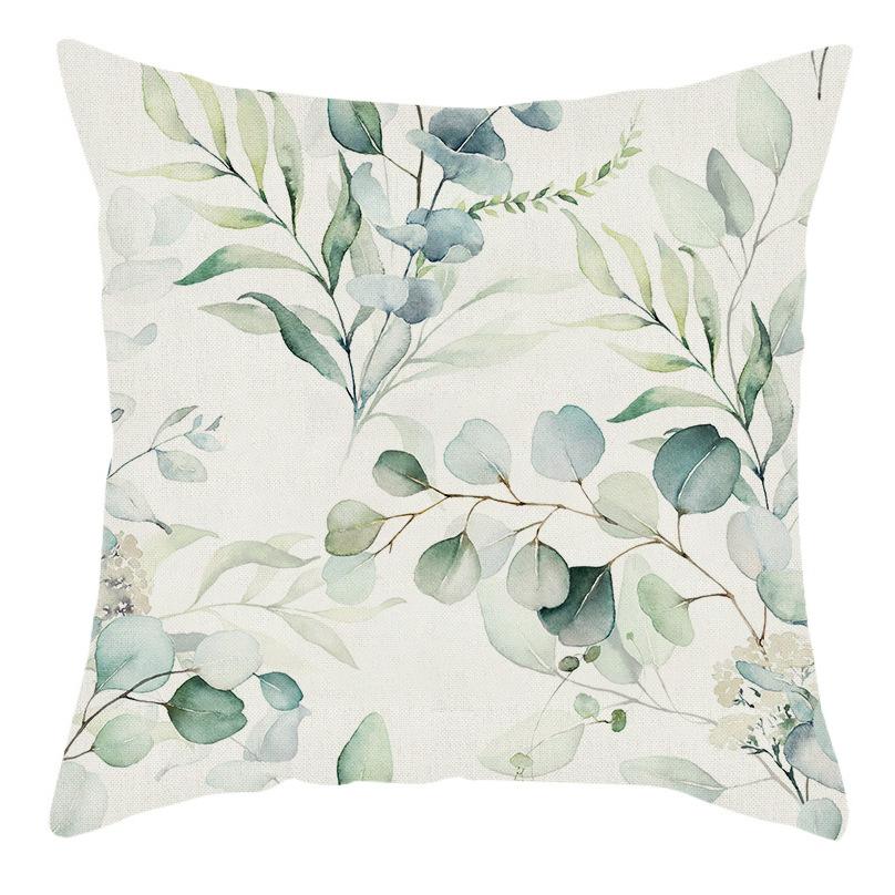 Housse de coussin décorative pour canapé de salon avec motif plantes, fleurs, feuilles en peluche courte housses de coussin 50x50cm