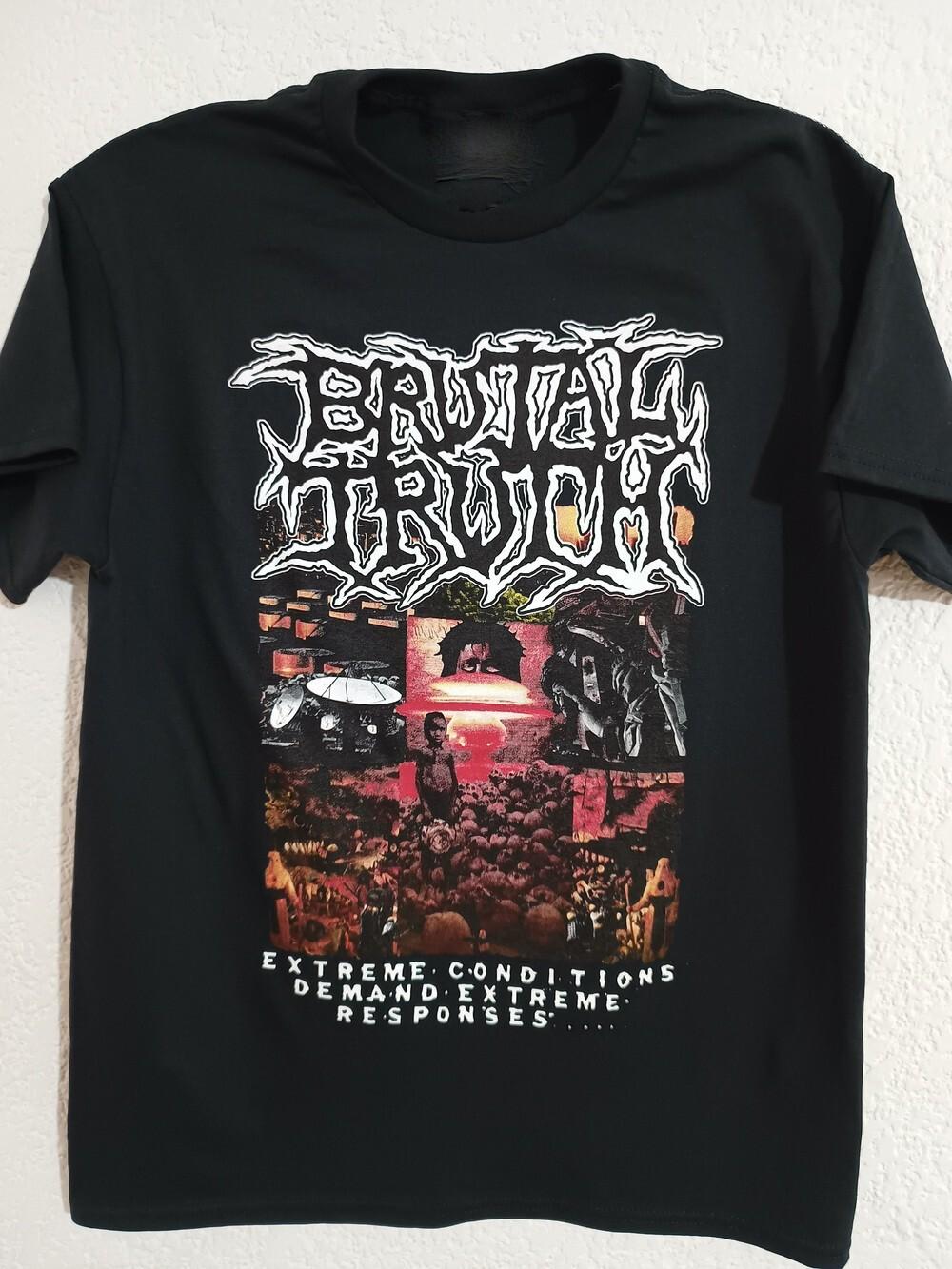 Vtg Brutal Truth Band Music Lover Cotton Black Full Size Unisex Shirt TU306 S