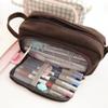 Big Capacity Canvas Fabric Pencil Bag Portable Pencil Case Special Open Window Design